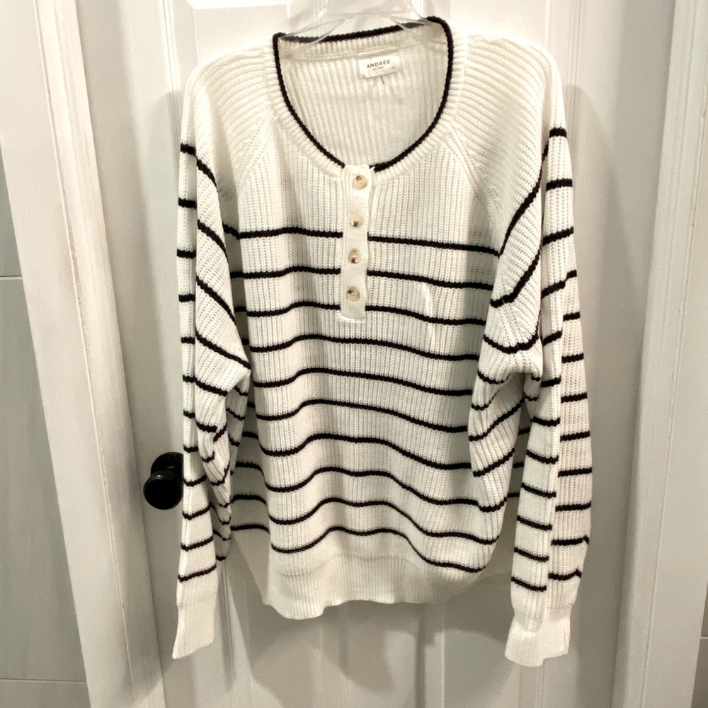 🖤CHIC SOUL black and white striped sweater SIZE 2X